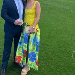 Alemais Yellow and Multicolor Floral Midi Dress